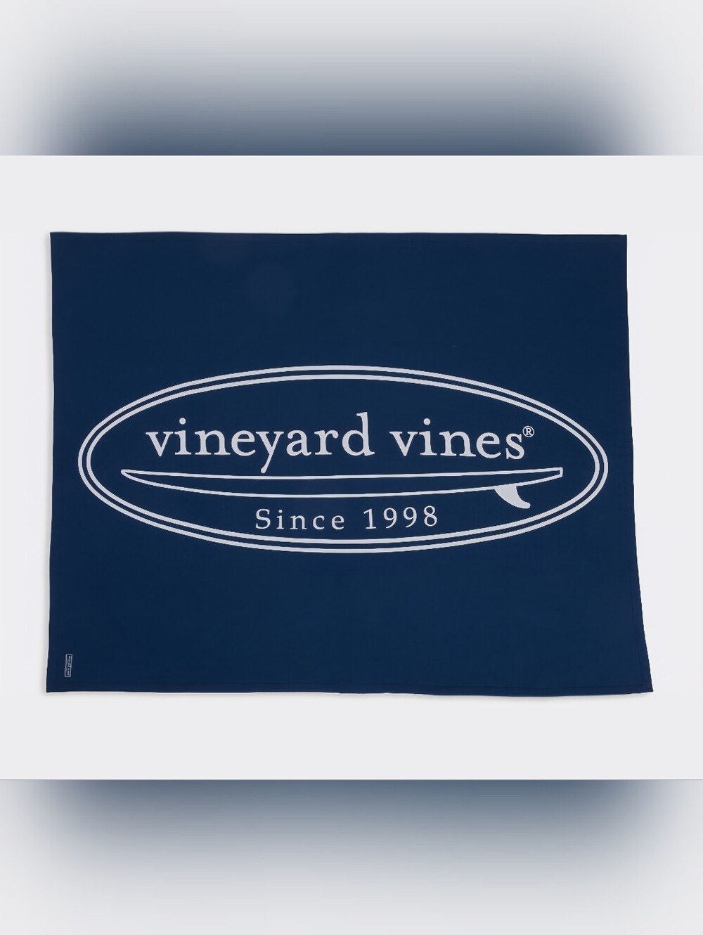 Vineyard Vines Navy and White Logo Fleece Throw